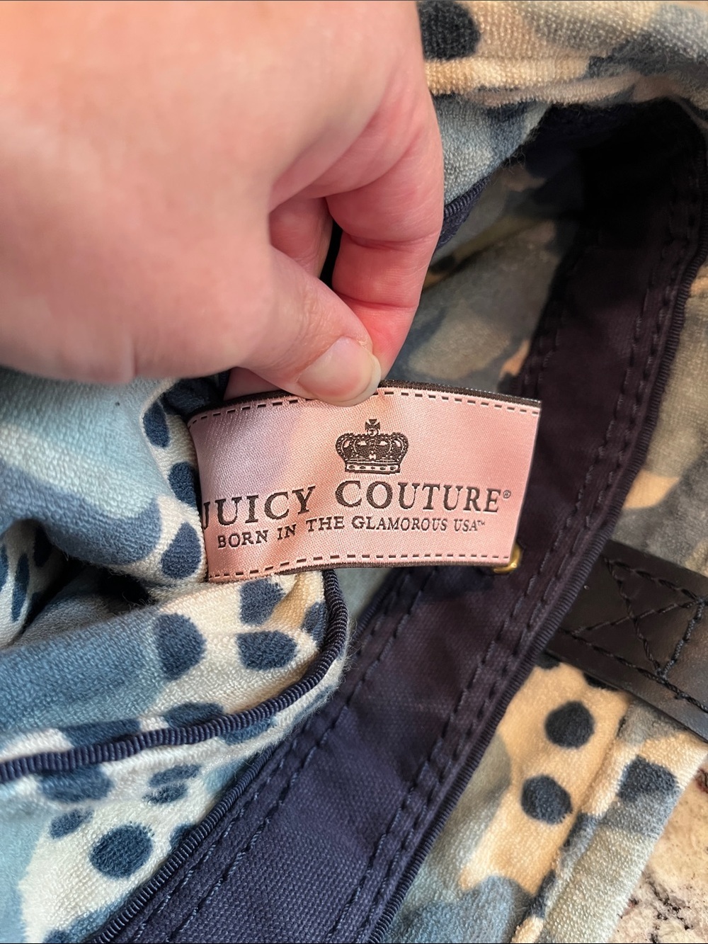 Y2K Juicy Couture Navy Canvas Tote with Terrycloth Lining - Picture 10 of 11